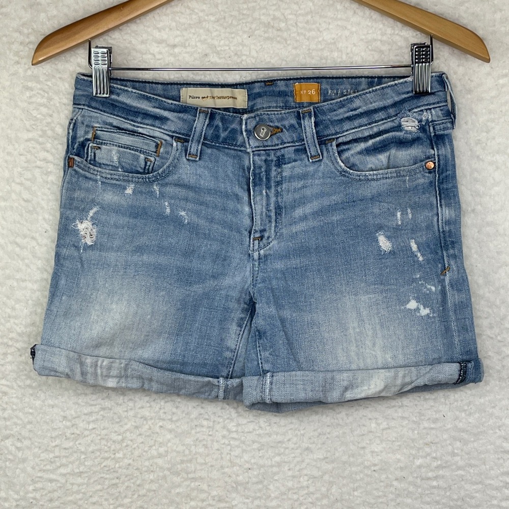 Pilcro and the Letterpress Stet Distressed Denim Shorts Light Wash Size 26